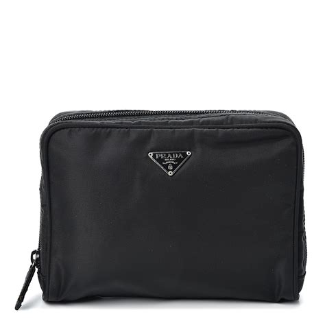 prada cosmetic case nylon black|Prada nylon makeup pouch.